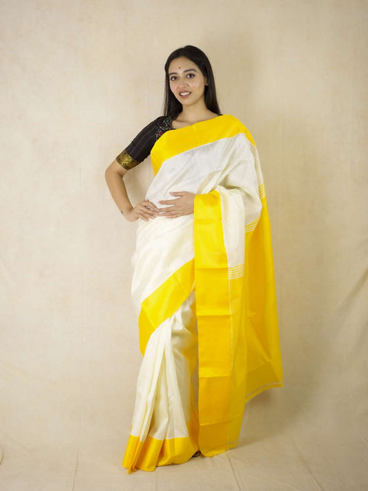 HANDWOVEN CREAM COLOUR GOROD SILK SAREE