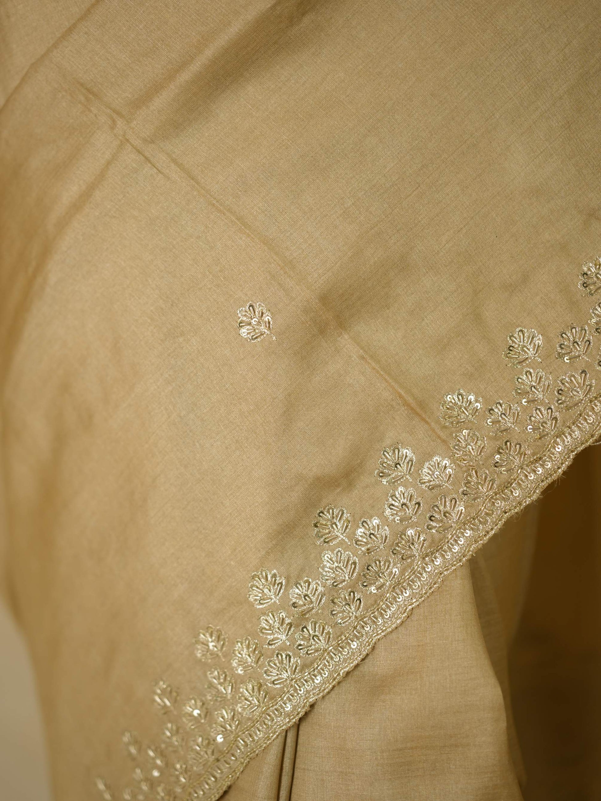 HAND ZARDOSI BEIGE COLOUR TUSSAR SILK SAREE