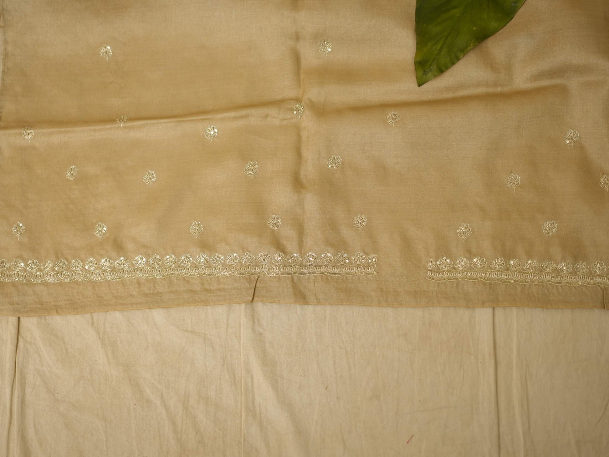 HAND ZARDOSI BEIGE COLOUR TUSSAR SILK SAREE