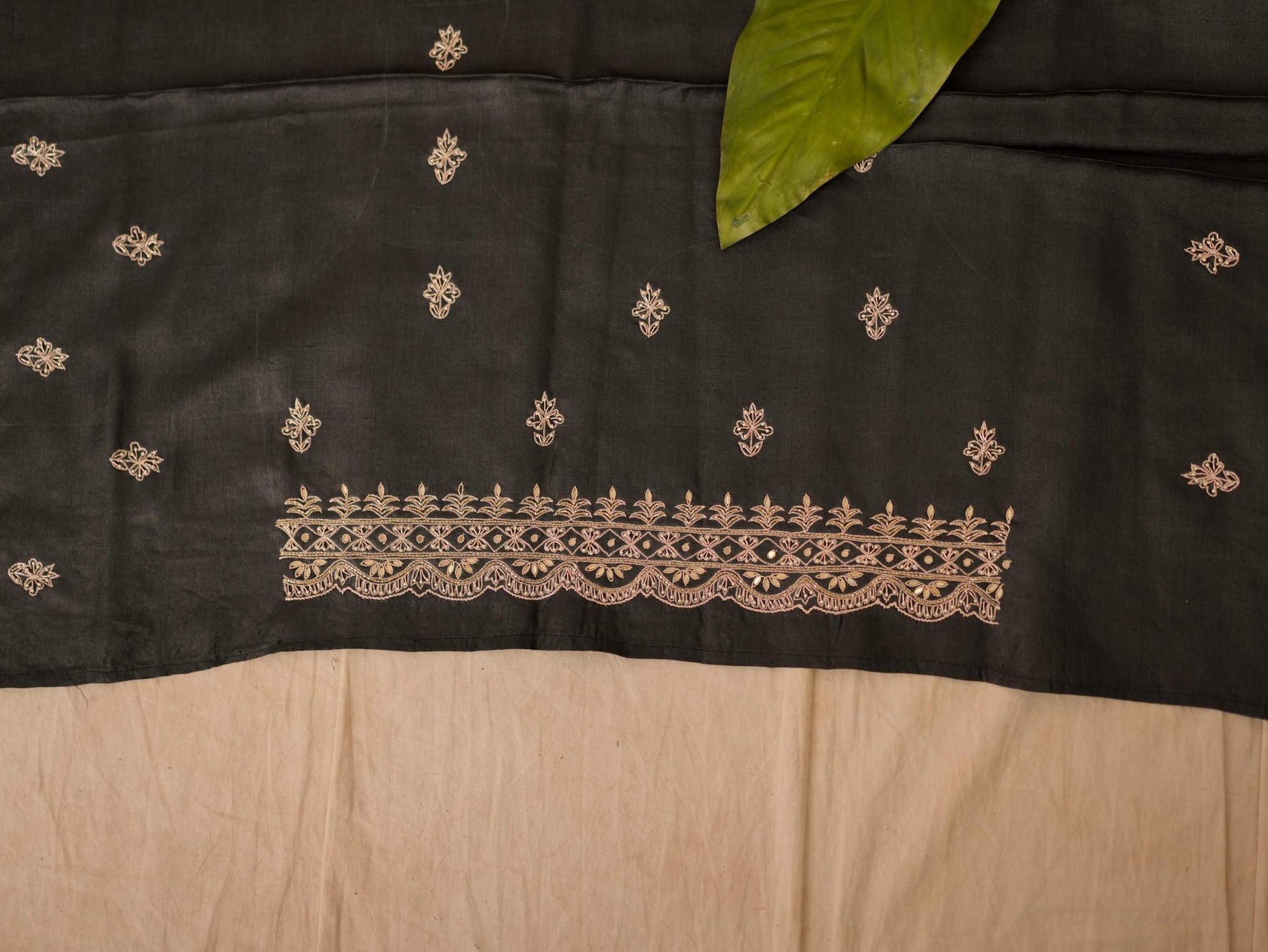 HAND ZARDOSI BLACK COLOUR TUSSAR SILK SAREE