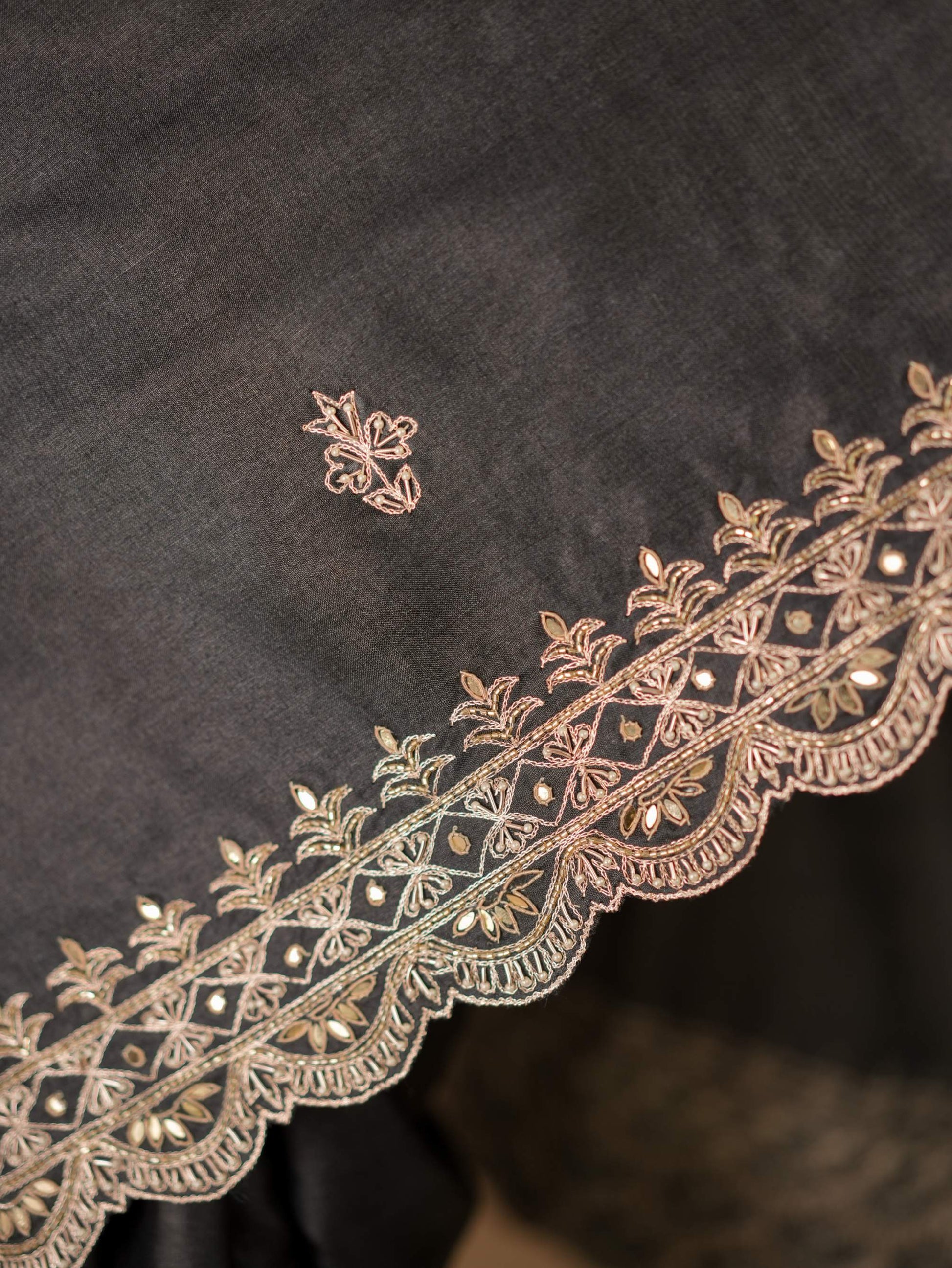 HAND ZARDOSI BLACK COLOUR TUSSAR SILK SAREE