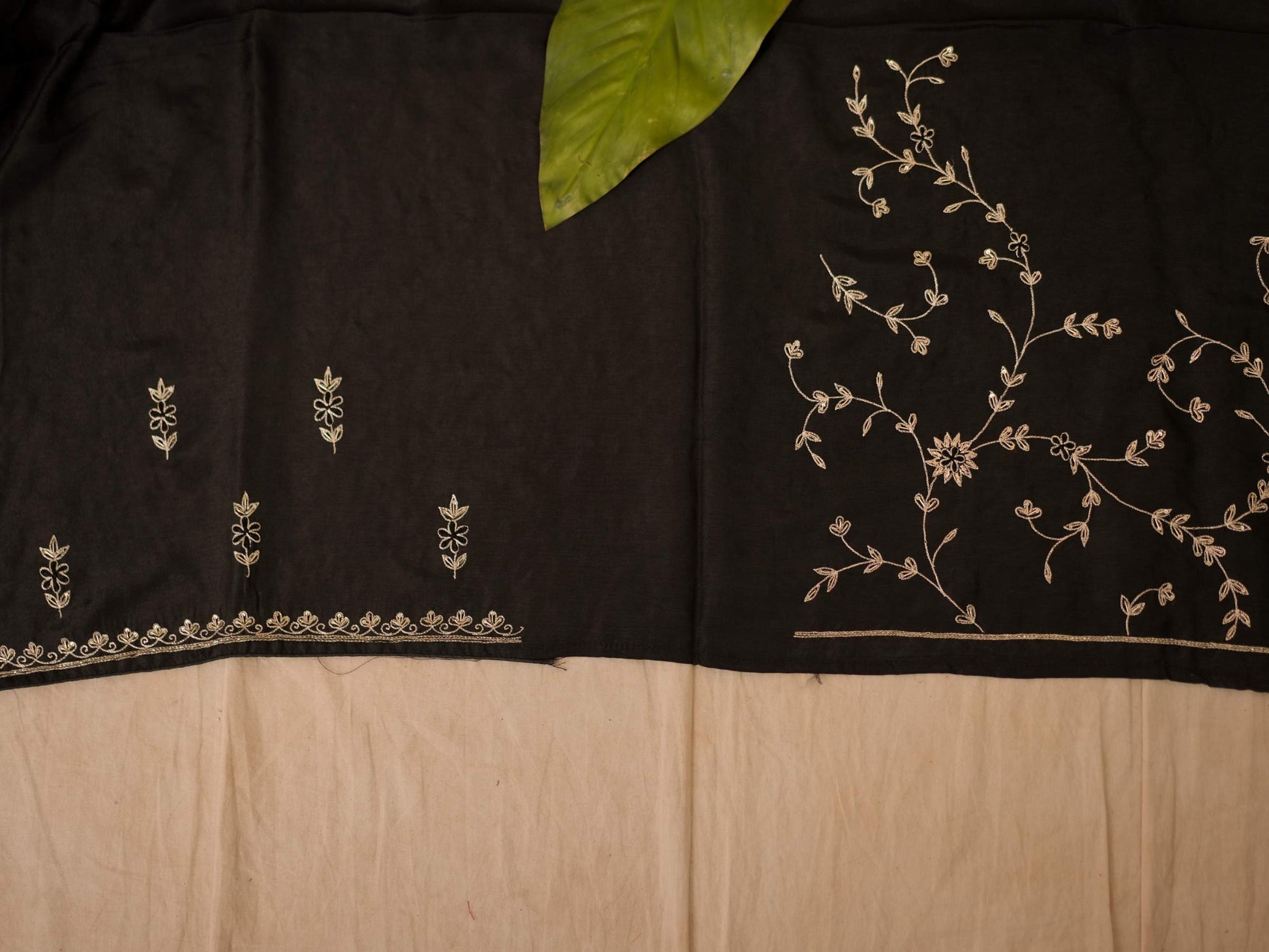 HAND ZARDOSI BLACK COLOUR TUSSAR SILK SAREE