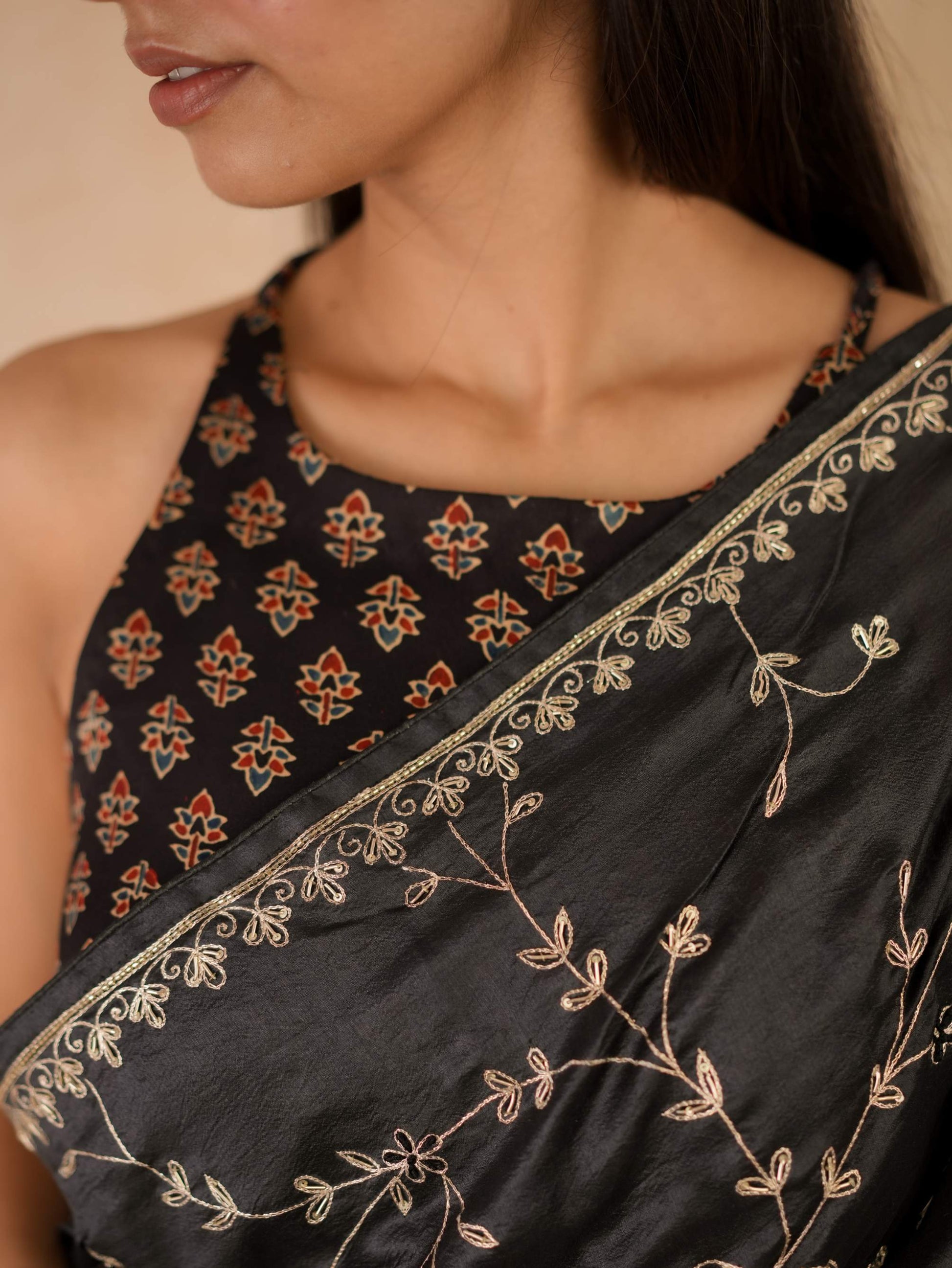 HAND ZARDOSI BLACK COLOUR TUSSAR SILK SAREE