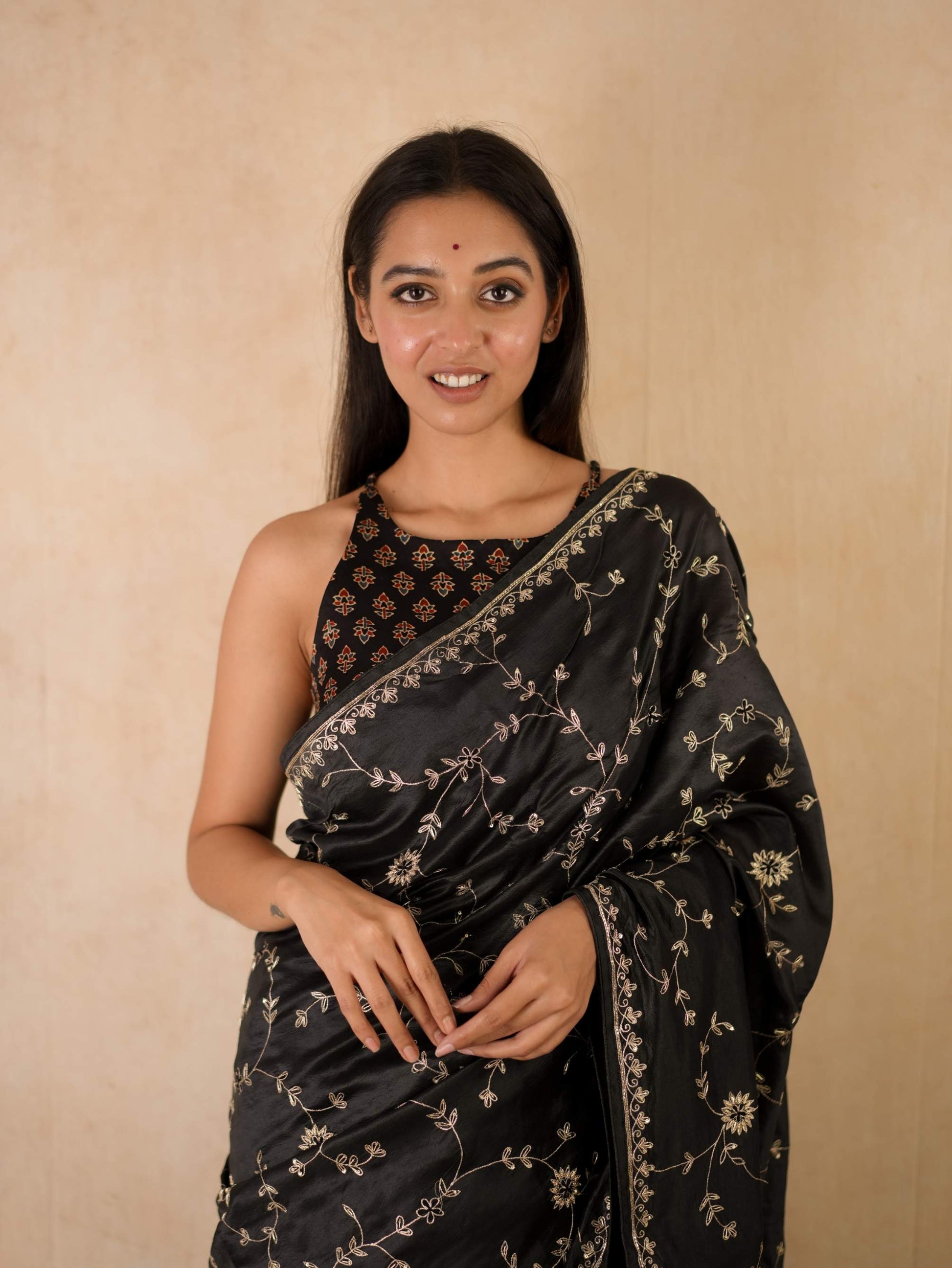 HAND ZARDOSI BLACK COLOUR TUSSAR SILK SAREE