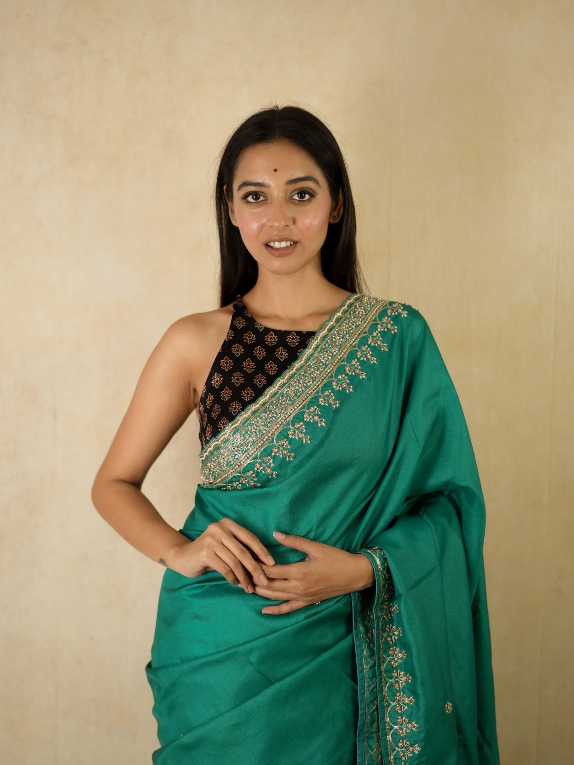 HAND ZARDOSI GREEN COLOUR TUSSAR SILK SAREE