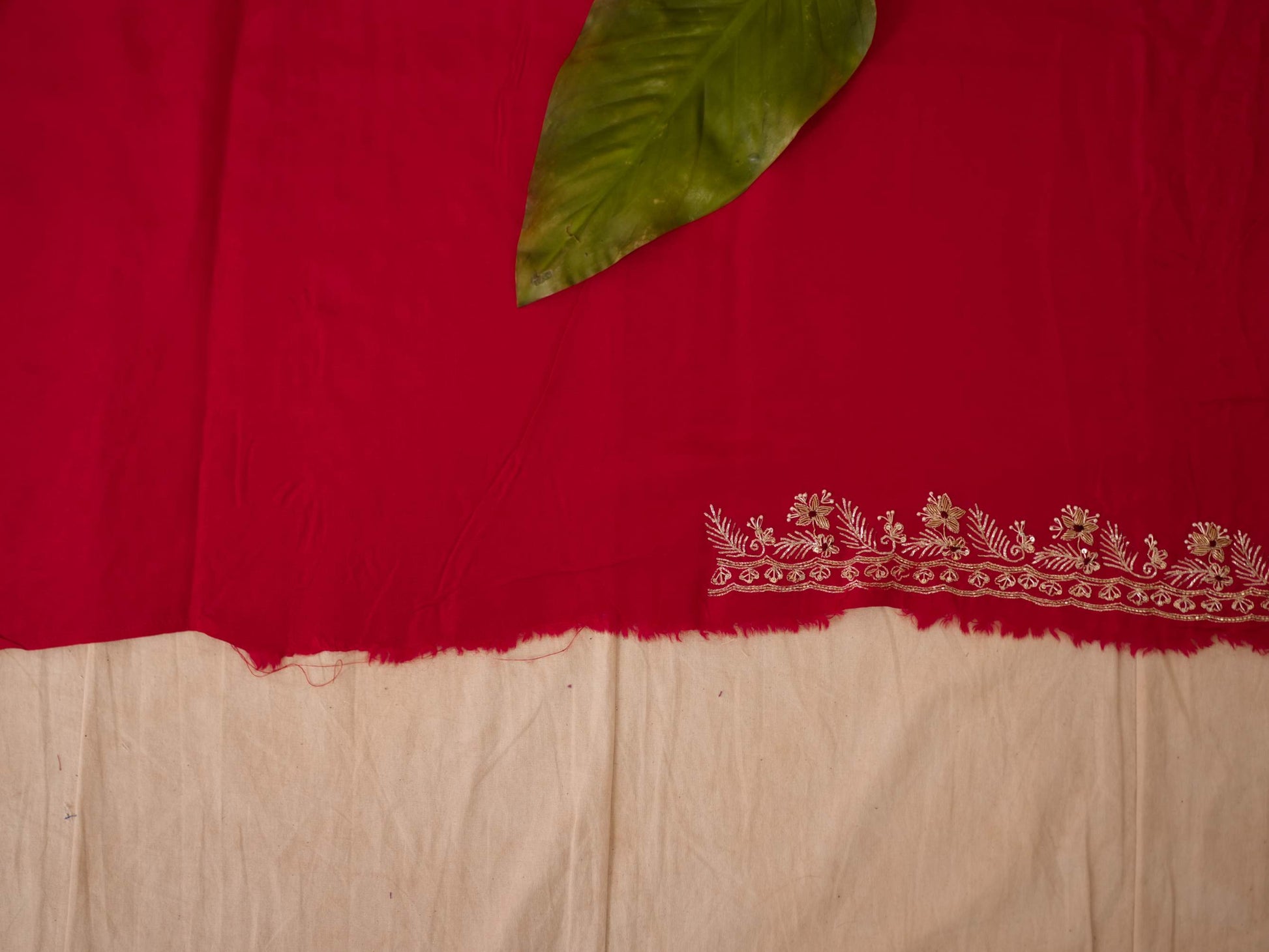 HAND ZARDOSI RED COLOUR TUSSAR SILK SAREE 