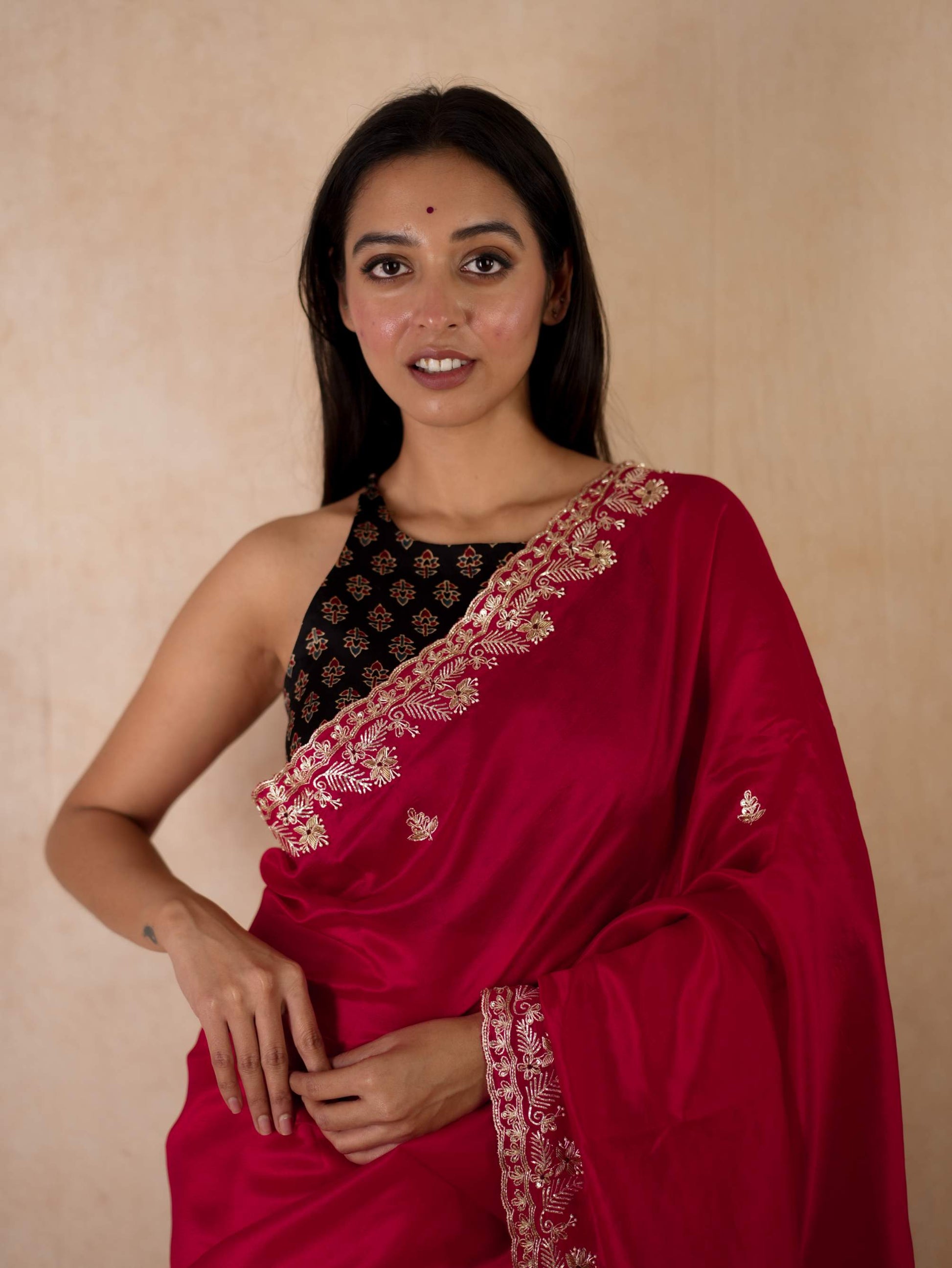 HAND ZARDOSI RED COLOUR TUSSAR SILK SAREE 