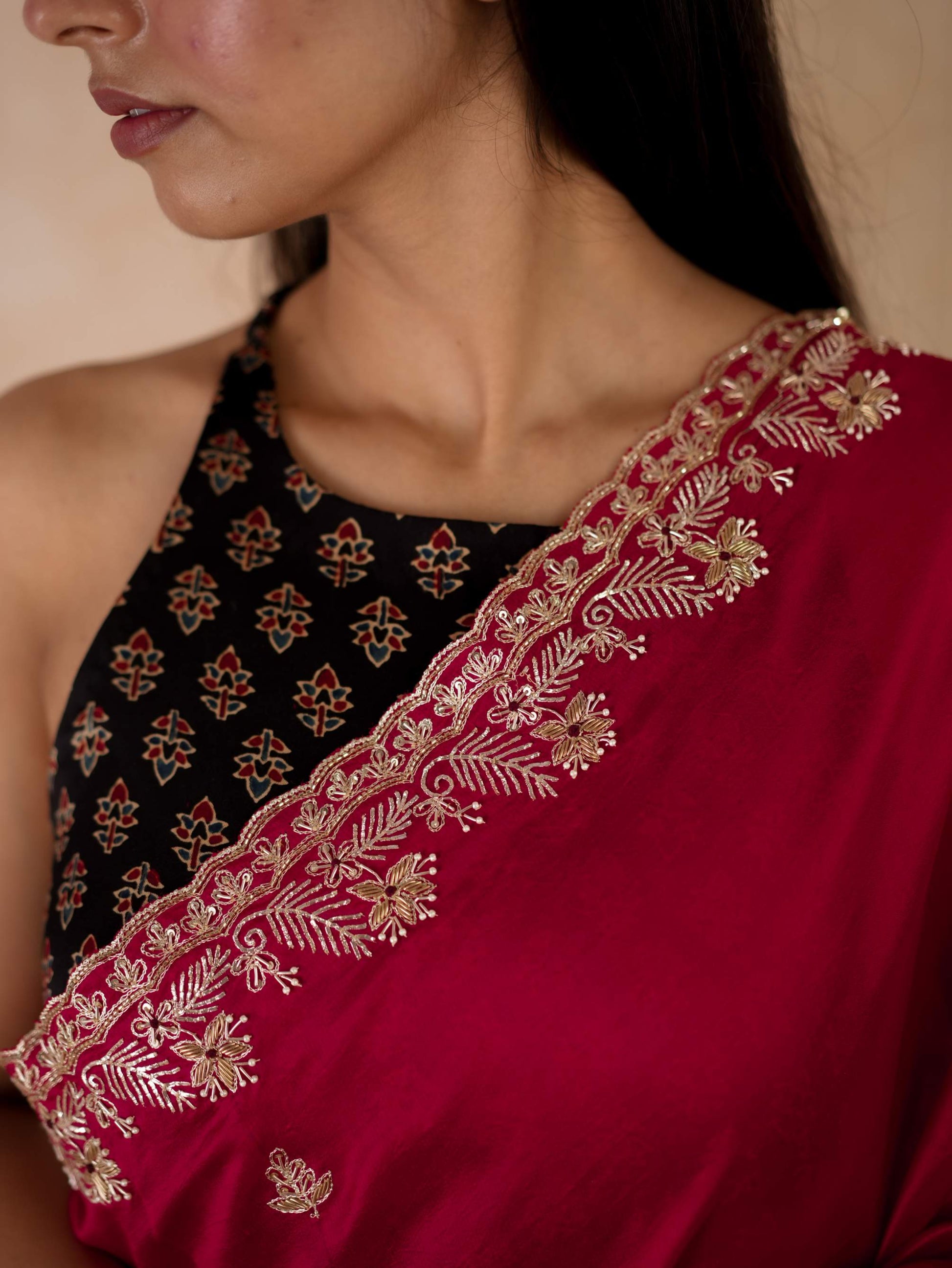 HAND ZARDOSI RED COLOUR TUSSAR SILK SAREE 