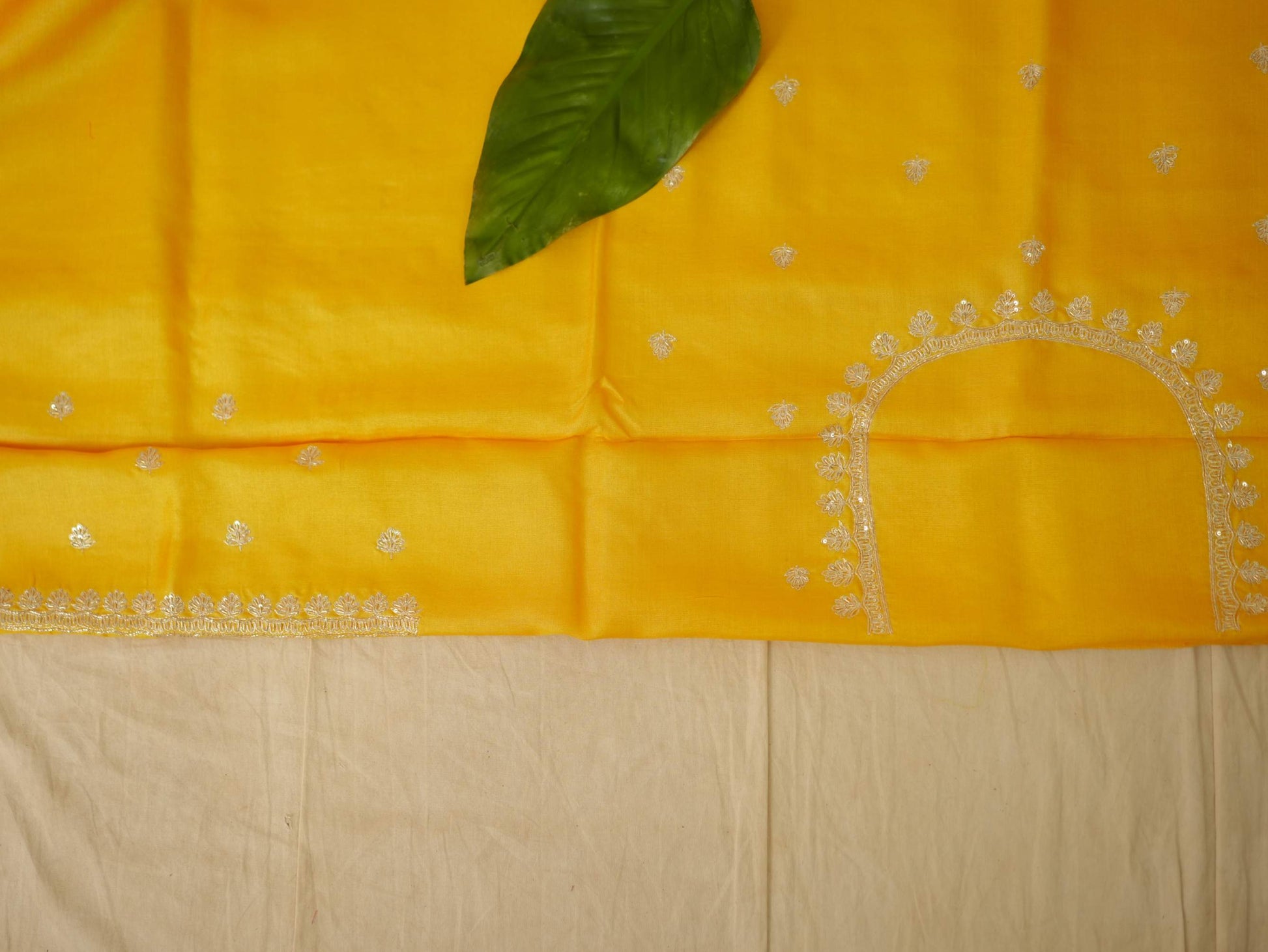 HAND ZARDOSI YELLOW COLOUR TUSSAR SILK SAREE