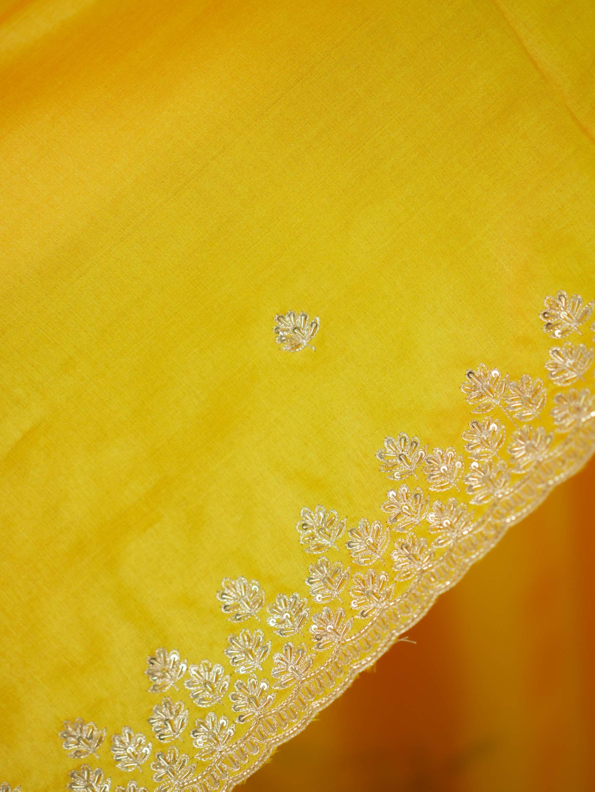 HAND ZARDOSI YELLOW COLOUR TUSSAR SILK SAREE
