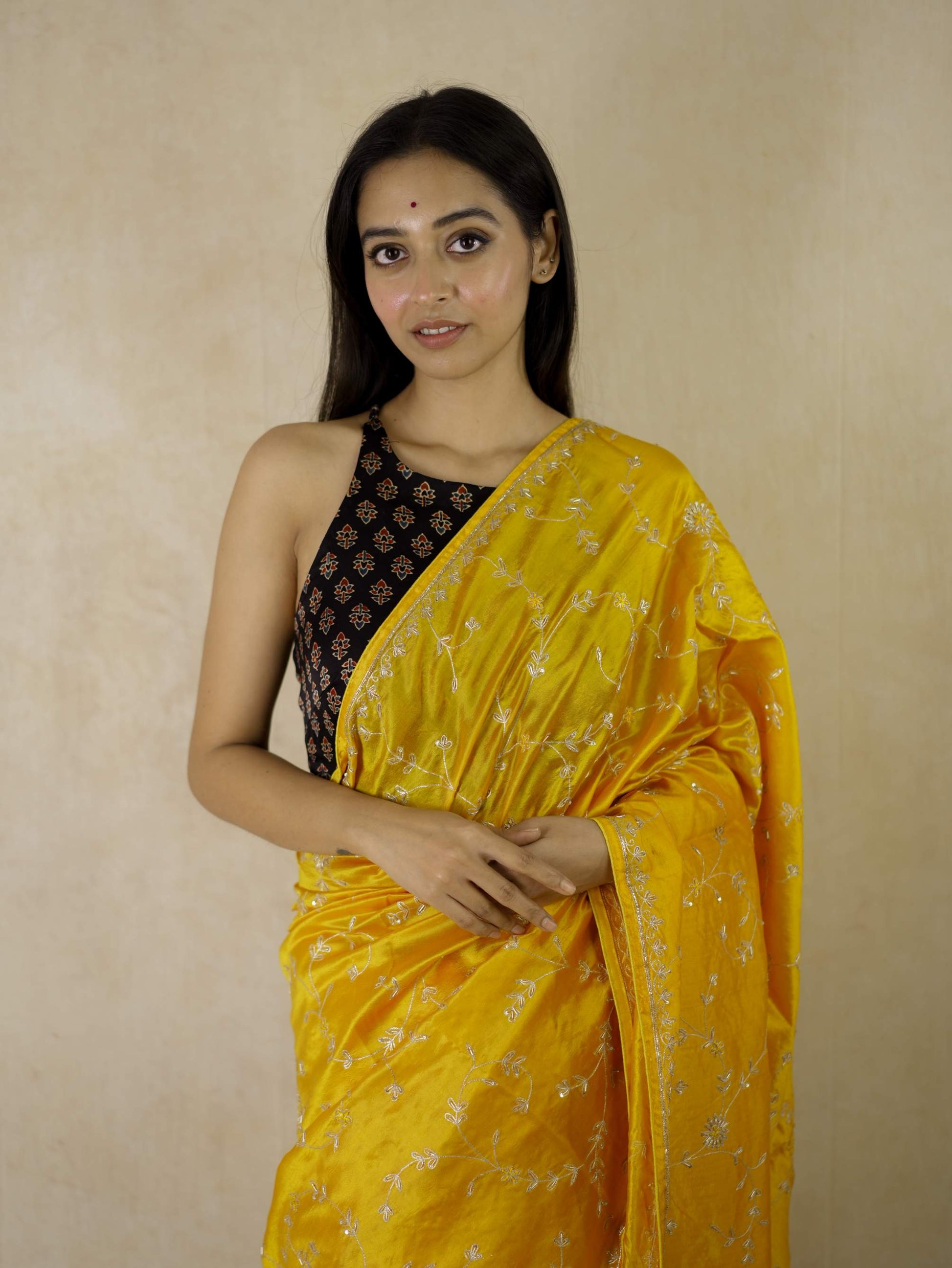 HAND ZARDOSI YELLOW COLOUR TUSSAR SILK SAREE