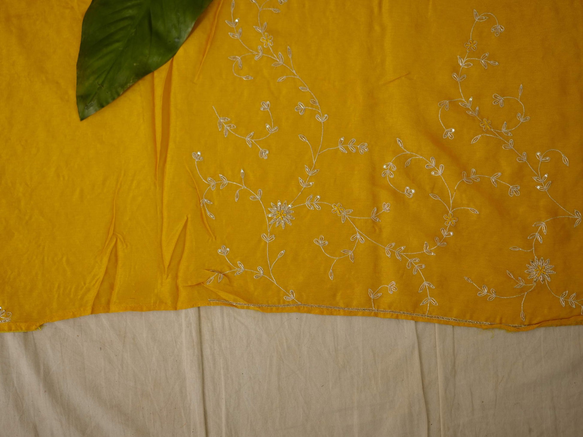 HAND ZARDOSI YELLOW COLOUR TUSSAR SILK SAREE