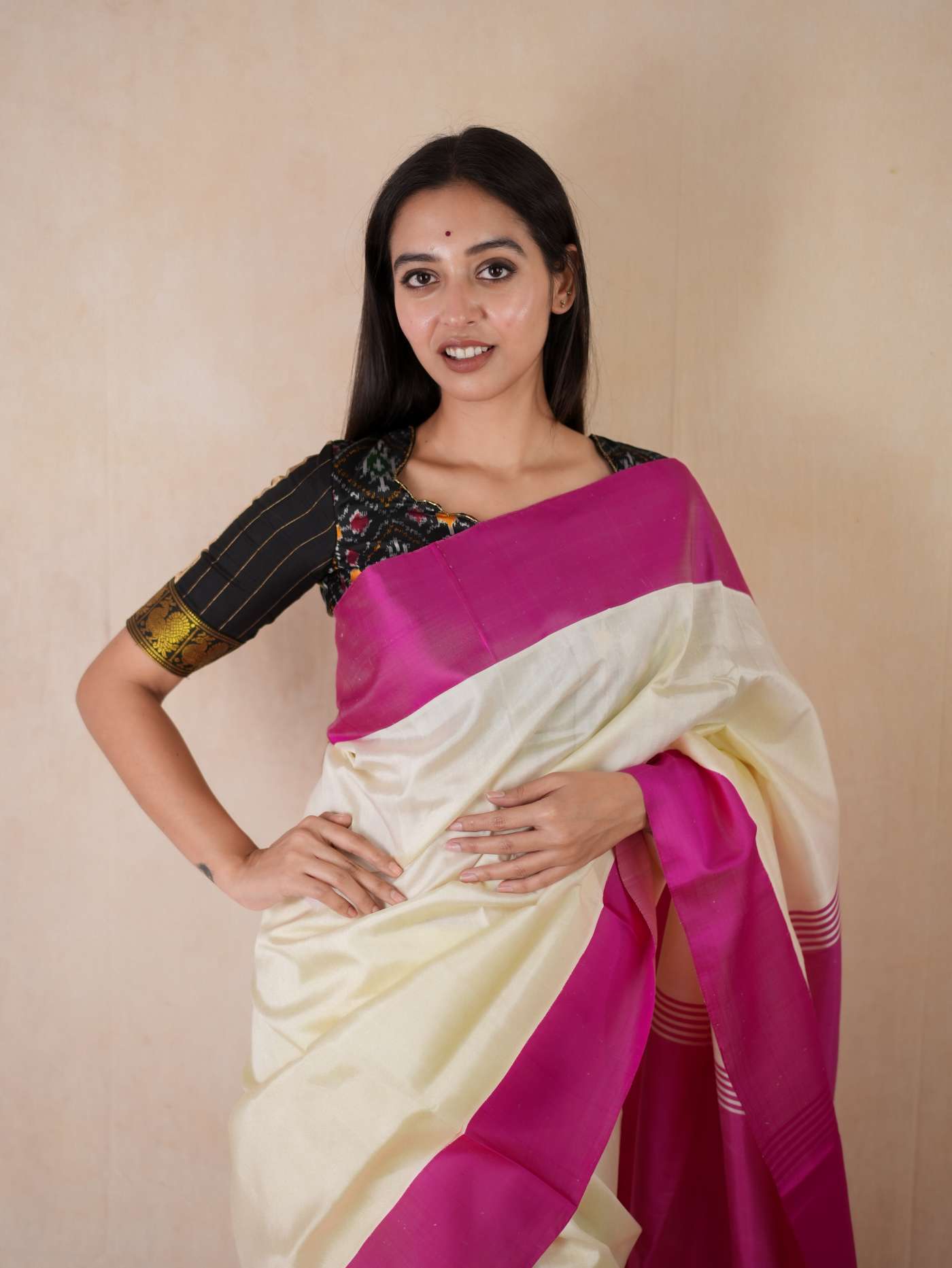  CREAM COLOUR GOROD SILK SAREE 