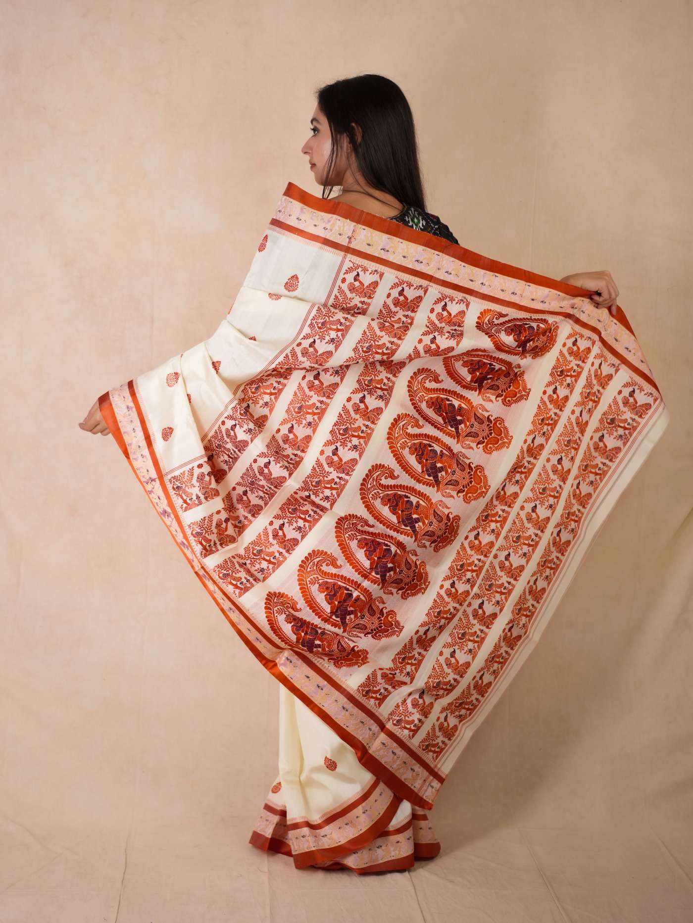 HANDWOVEN CREAM COLOUR GOROD SILK SAREE