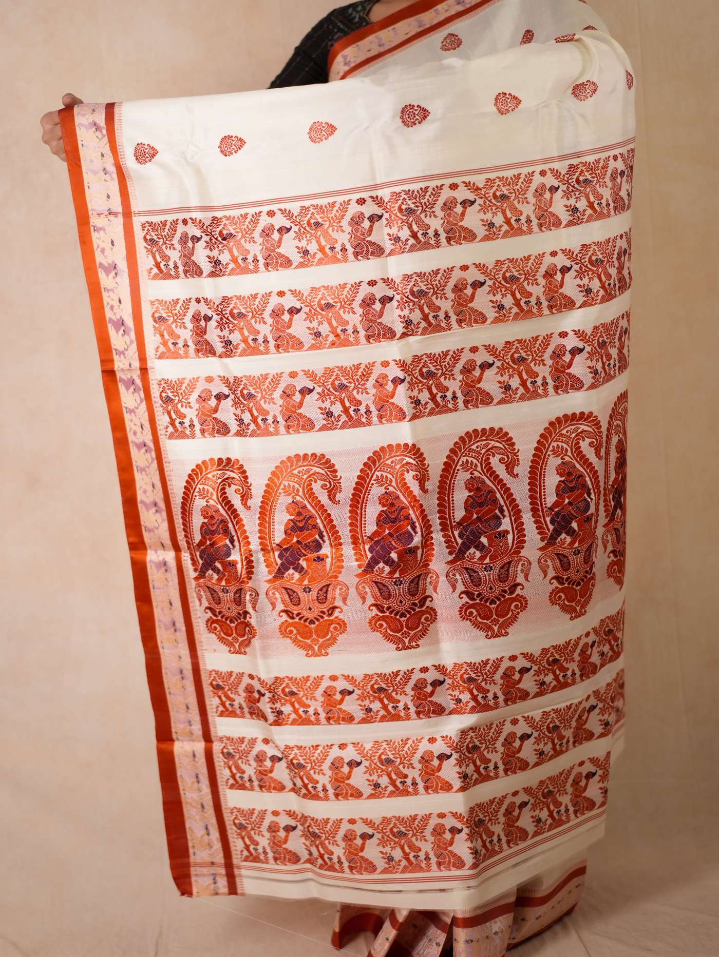 HANDWOVEN CREAM COLOUR GOROD SILK SAREE