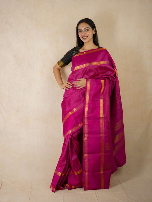 HANDWOVEN PINK COLOUR KANJEEVARAM SILK SAREE WITH 72 CM BLOUSE PIECE