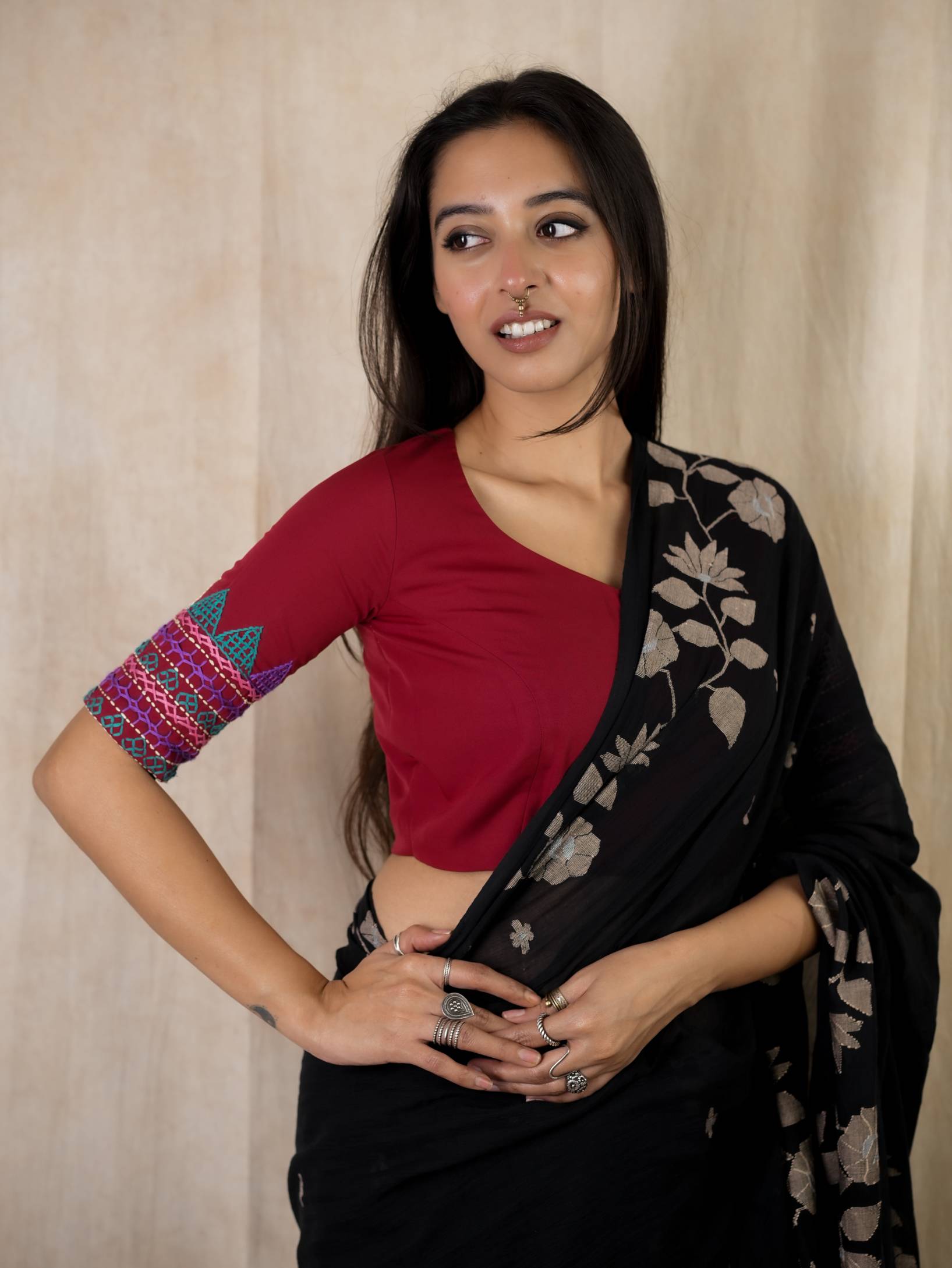 pure butter silk blouse, hand embroidery silk blouse, Lambani embroidery blouse