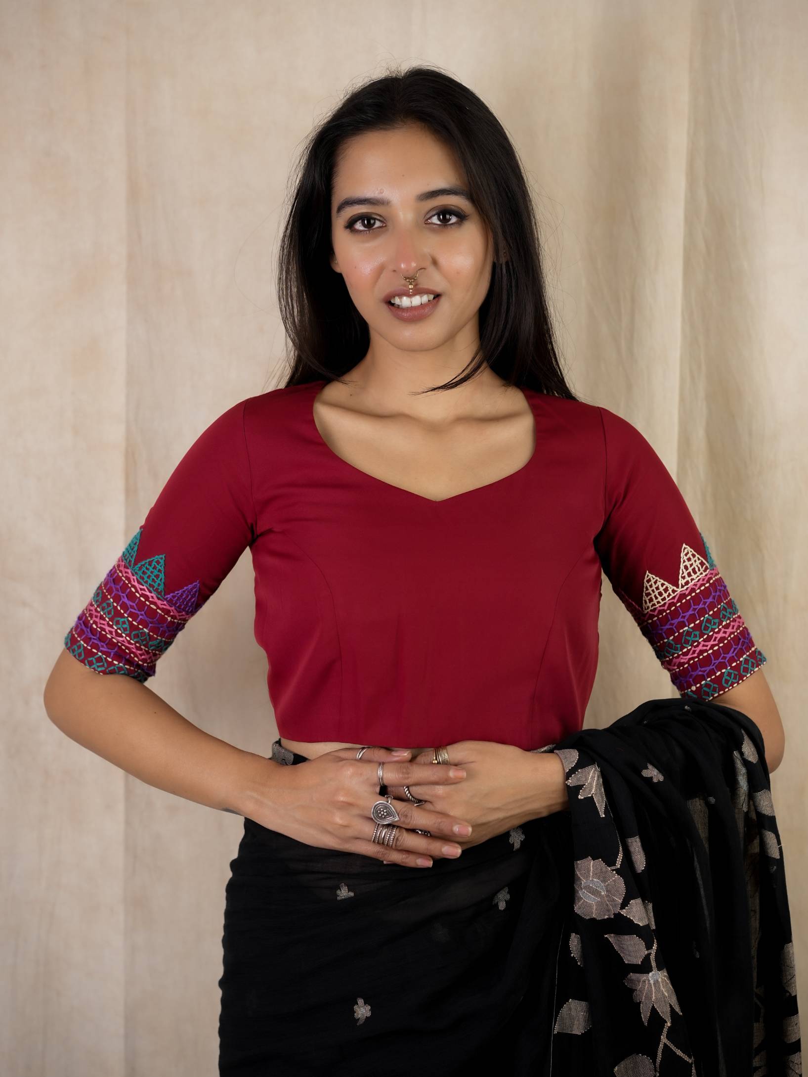 pure butter silk blouse, hand embroidery silk blouse, Lambani embroidery blouse