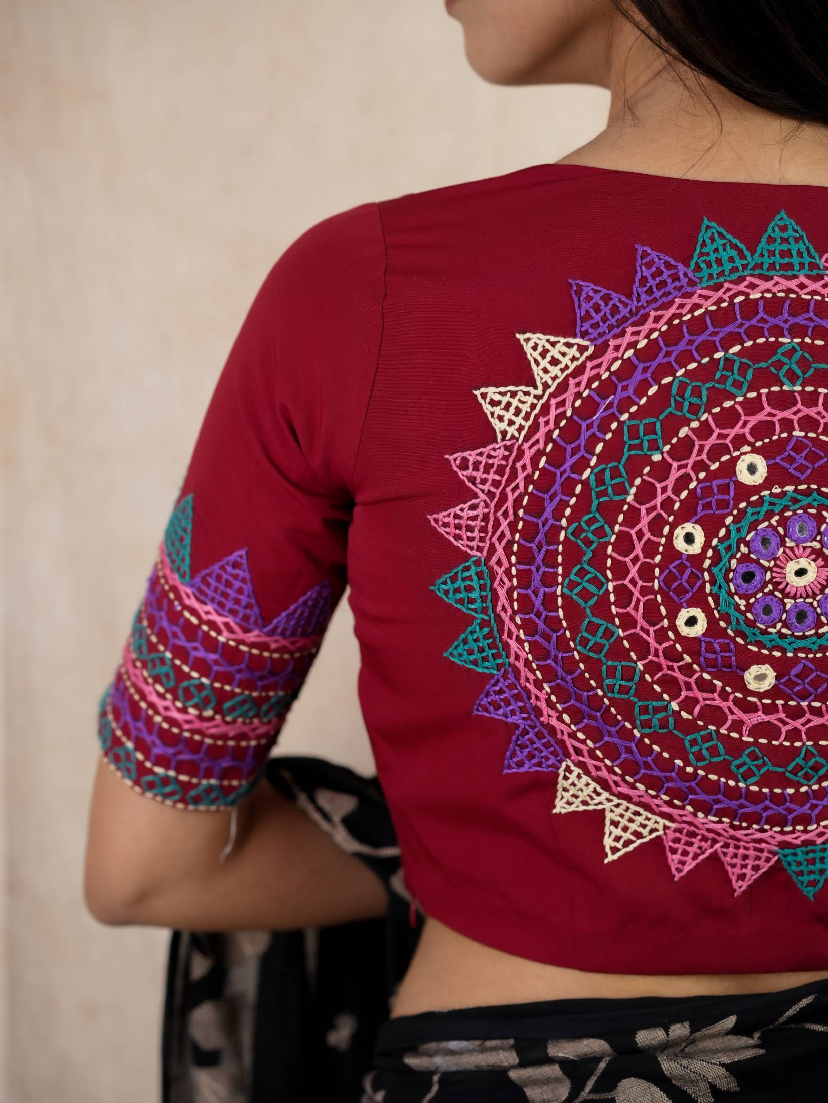 pure butter silk blouse, hand embroidery silk blouse, Lambani embroidery blouse