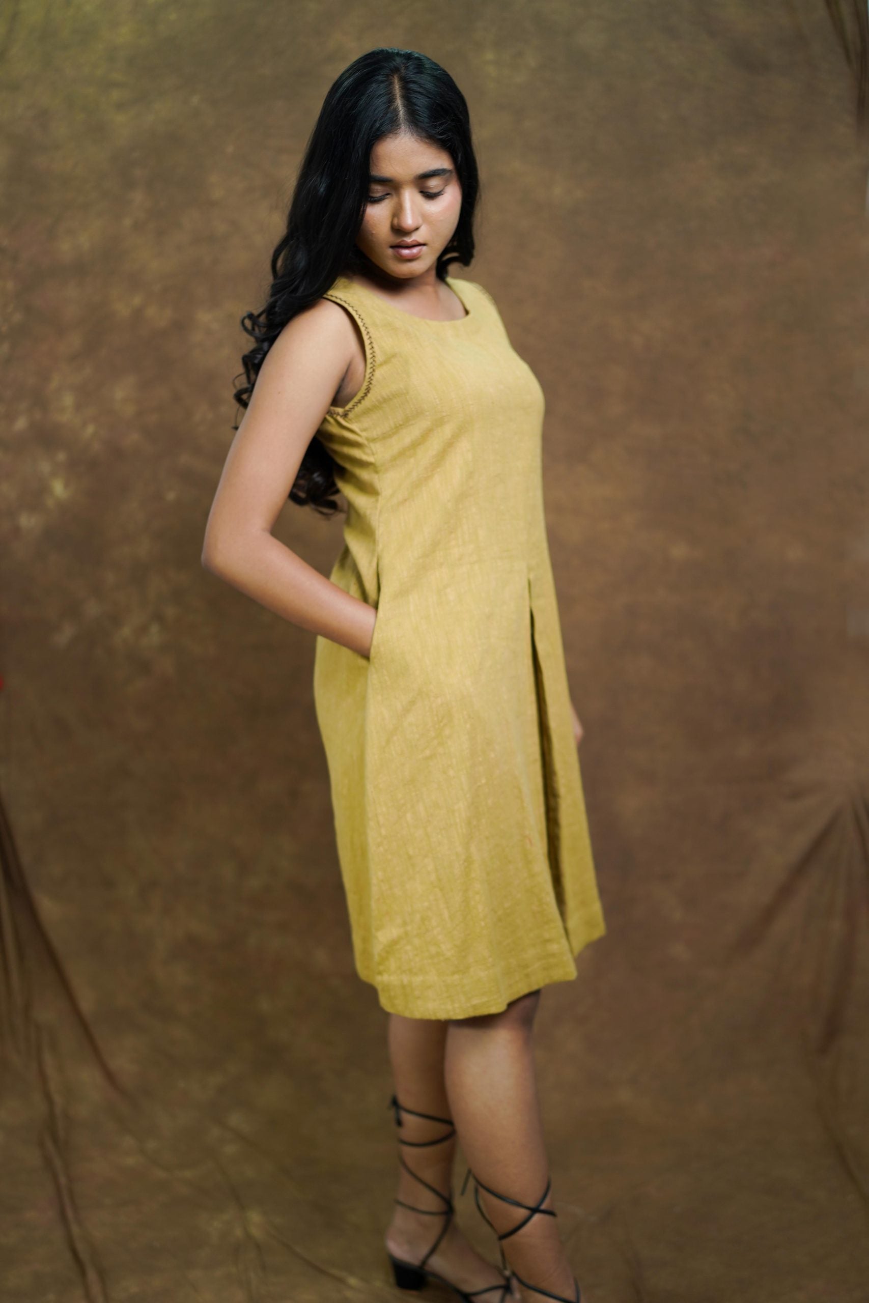 Handspun Khadi A-line Cotton Dress