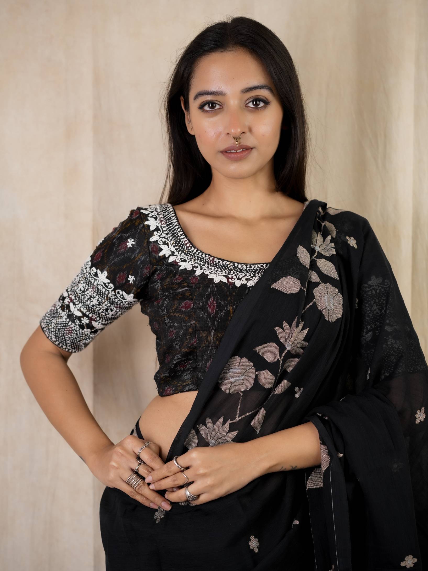 JoyeeKolkata SUDHA variable product in vibrant colors, showcasing different fabric textures and stylish design details.