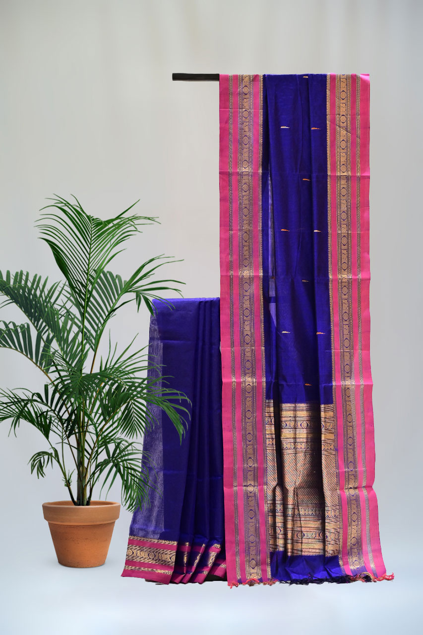 Kanchipuram Silk by Cotton Dark Purple